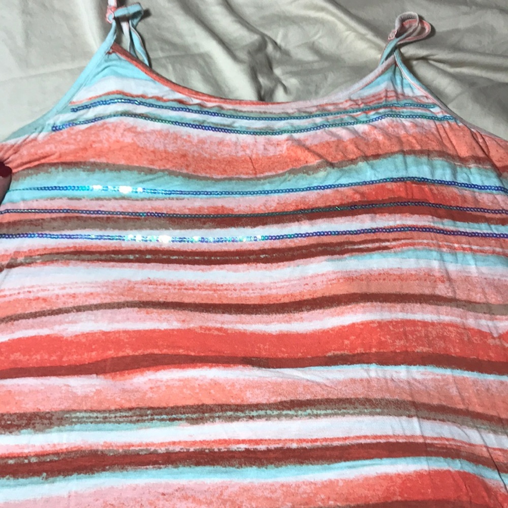 Coral and aqua Tie at the bottom Cami tank